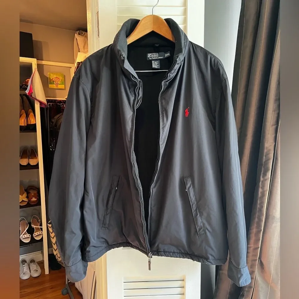 Ralph Lauren Men's Black Red Pony Fleece Lined Jacket